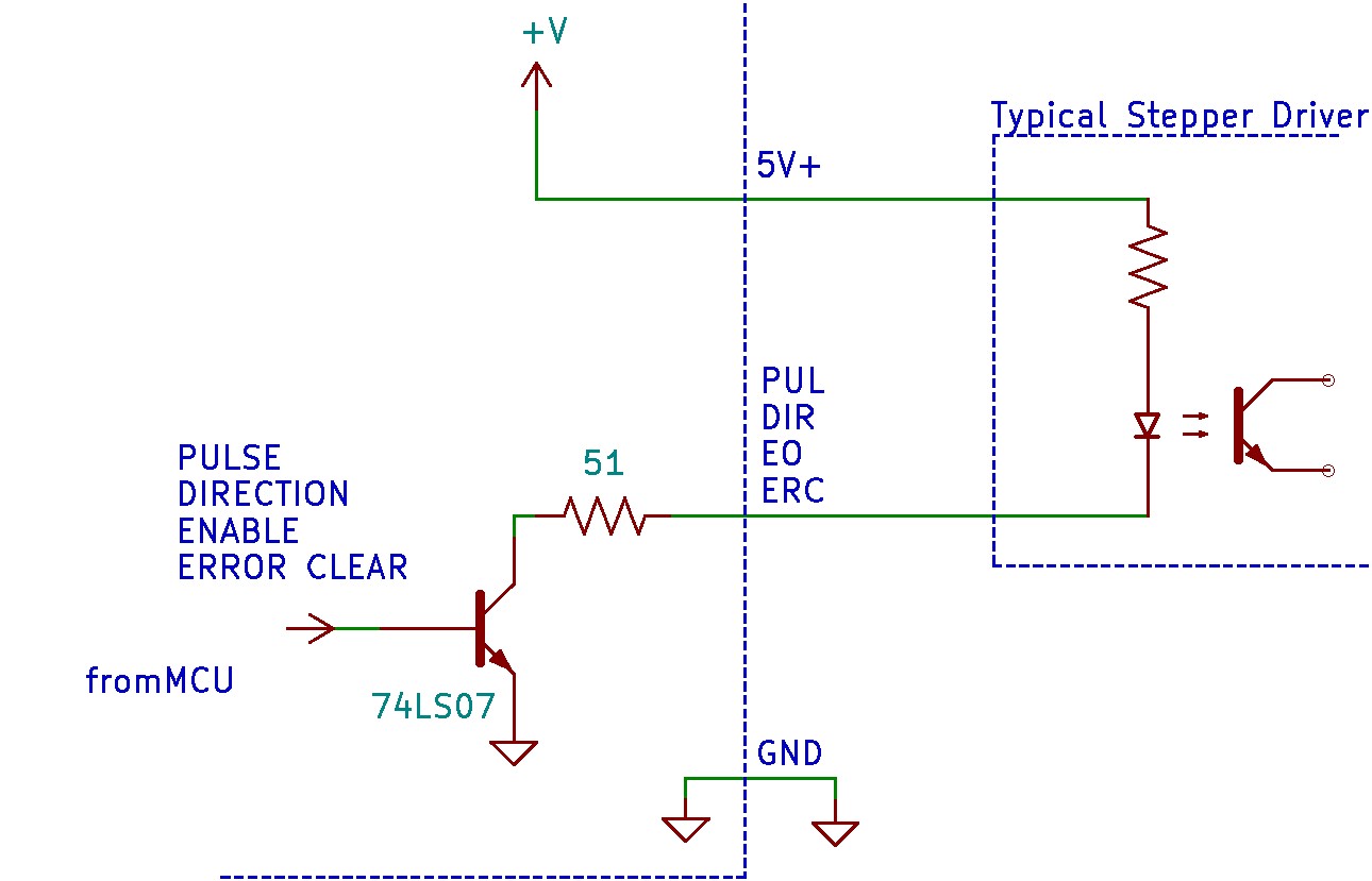 Example of wiring to an open collector output.