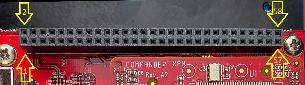 Picture showing location of J7 58pin header