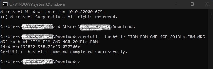 Example of finding MD5 checksum
